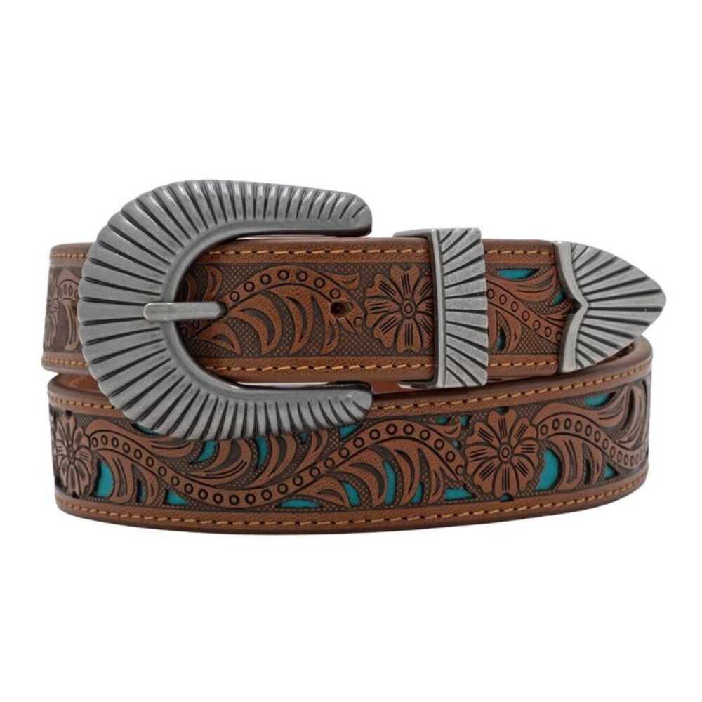 Wrangler Women's Western Embossed Belt - Brown/Turquoise M